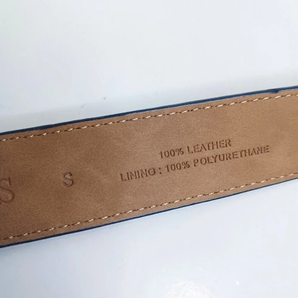Talbot Women's Belt Size S Blue Leather Gold Metal